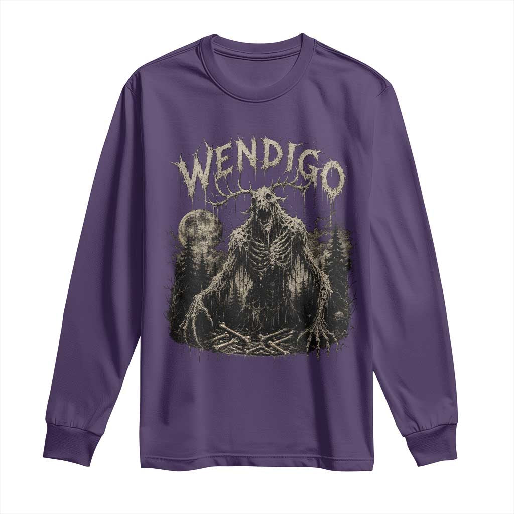 Wendigo Cryptid Monster Long Sleeve Shirt Heavy Metal Dark Fantasy Horror Graphic TS10 Purple Print Your Wear