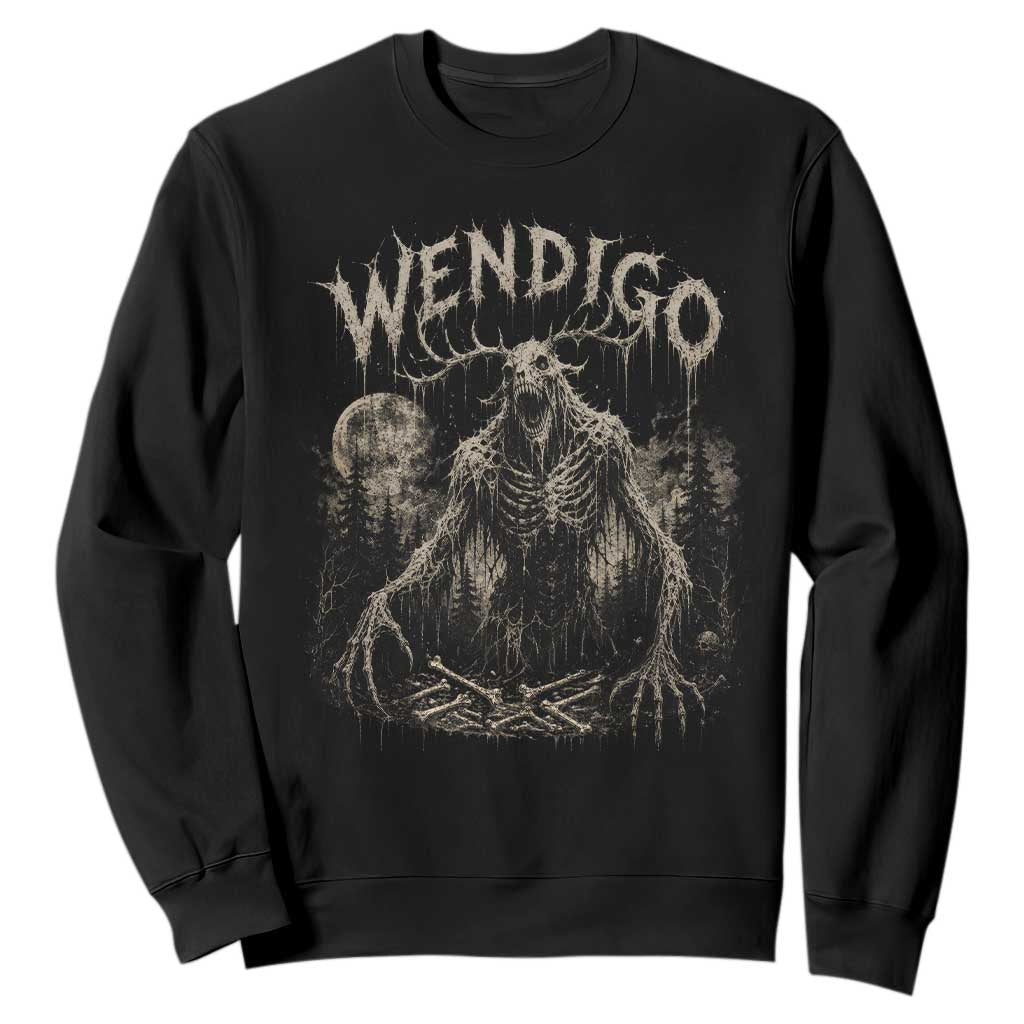 Wendigo Cryptid Monster Sweatshirt Heavy Metal Dark Fantasy Horror Graphic TS10 Black Print Your Wear