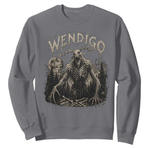 Wendigo Cryptid Monster Sweatshirt Heavy Metal Dark Fantasy Horror Graphic TS10 Charcoal Print Your Wear