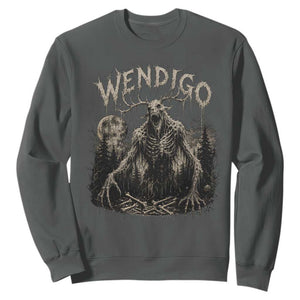 Wendigo Cryptid Monster Sweatshirt Heavy Metal Dark Fantasy Horror Graphic TS10 Dark Heather Print Your Wear