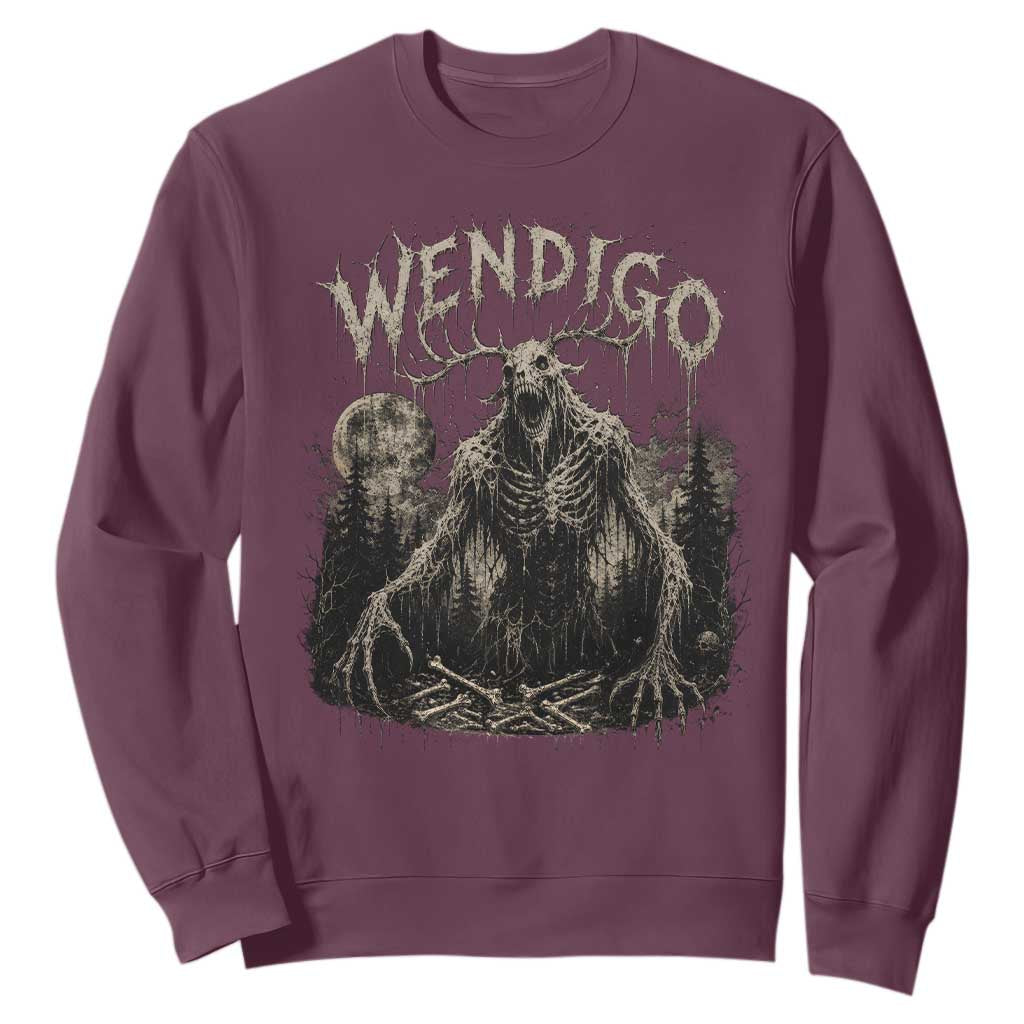 Wendigo Cryptid Monster Sweatshirt Heavy Metal Dark Fantasy Horror Graphic TS10 Maroon Print Your Wear