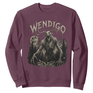 Wendigo Cryptid Monster Sweatshirt Heavy Metal Dark Fantasy Horror Graphic TS10 Maroon Print Your Wear