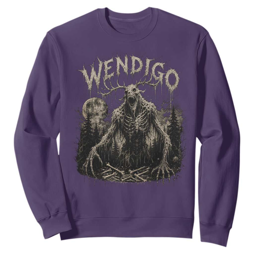 Wendigo Cryptid Monster Sweatshirt Heavy Metal Dark Fantasy Horror Graphic TS10 Purple Print Your Wear