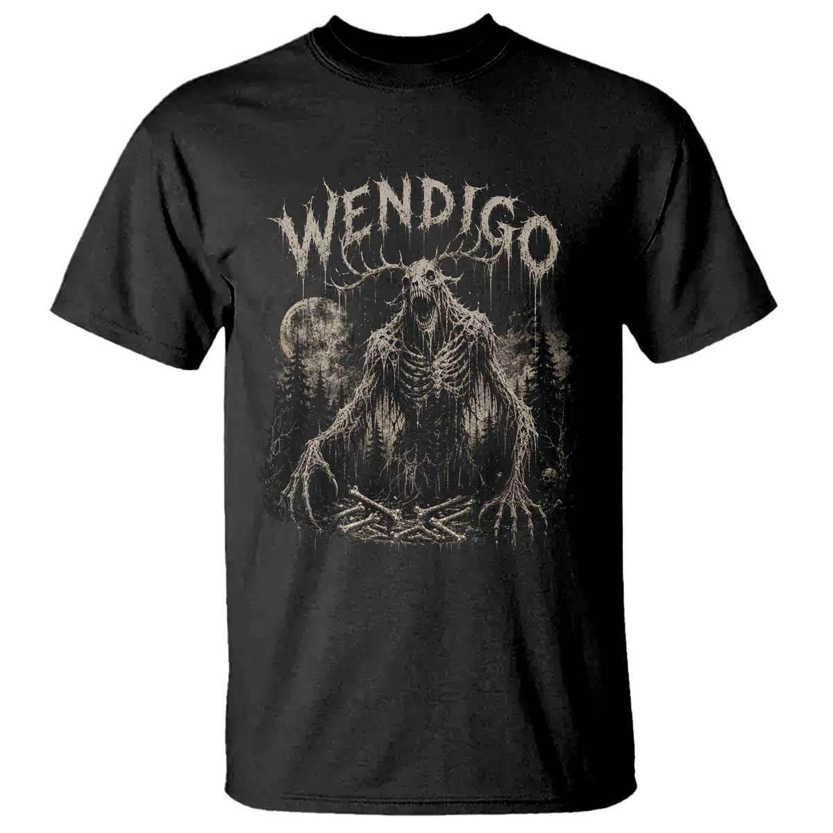 Wendigo Cryptid Monster T Shirt Heavy Metal Dark Fantasy Horror Graphic TS10 Black Print Your Wear