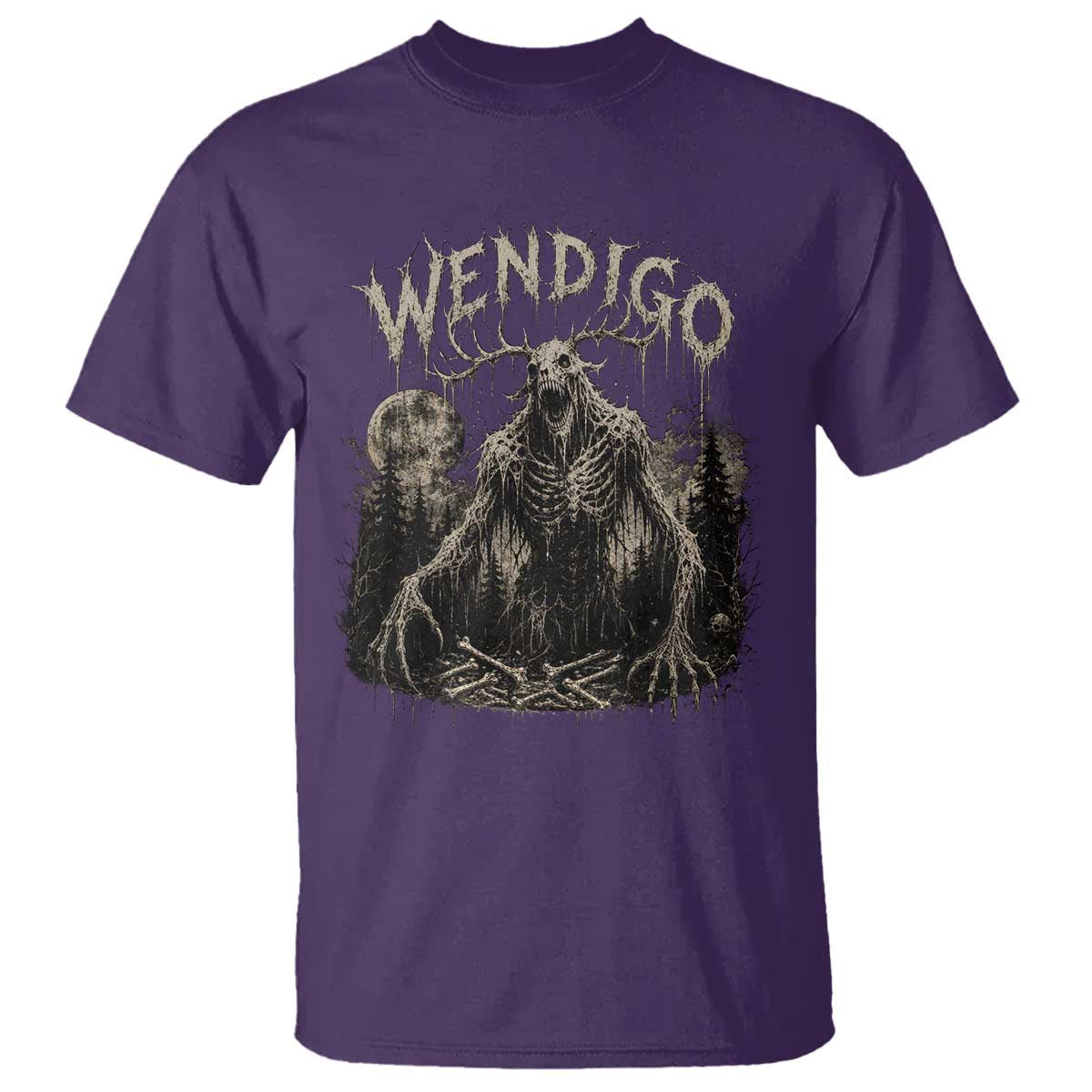 Wendigo Cryptid Monster T Shirt Heavy Metal Dark Fantasy Horror Graphic TS10 Purple Print Your Wear