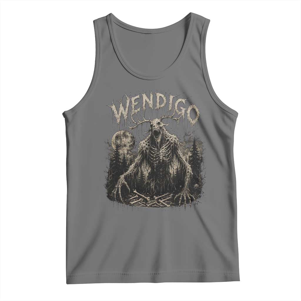 Wendigo Cryptid Monster Tank Top Heavy Metal Dark Fantasy Horror Graphic TS10 Black Heather Print Your Wear