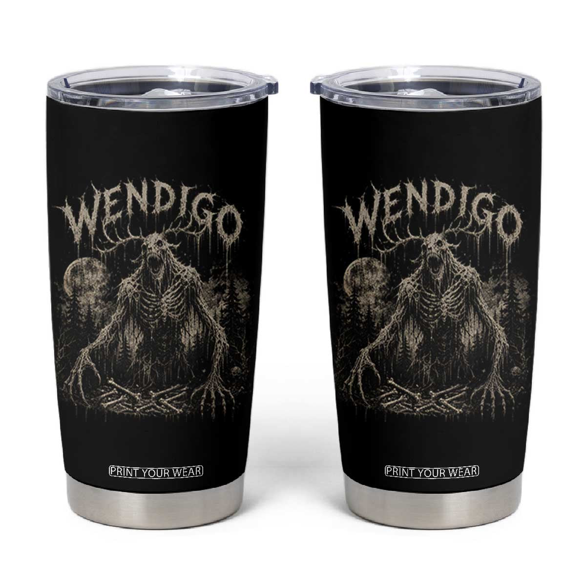 Wendigo Cryptid Monster Tumbler Cup Heavy Metal Dark Fantasy Horror Graphic TS10 Black Print Your Wear