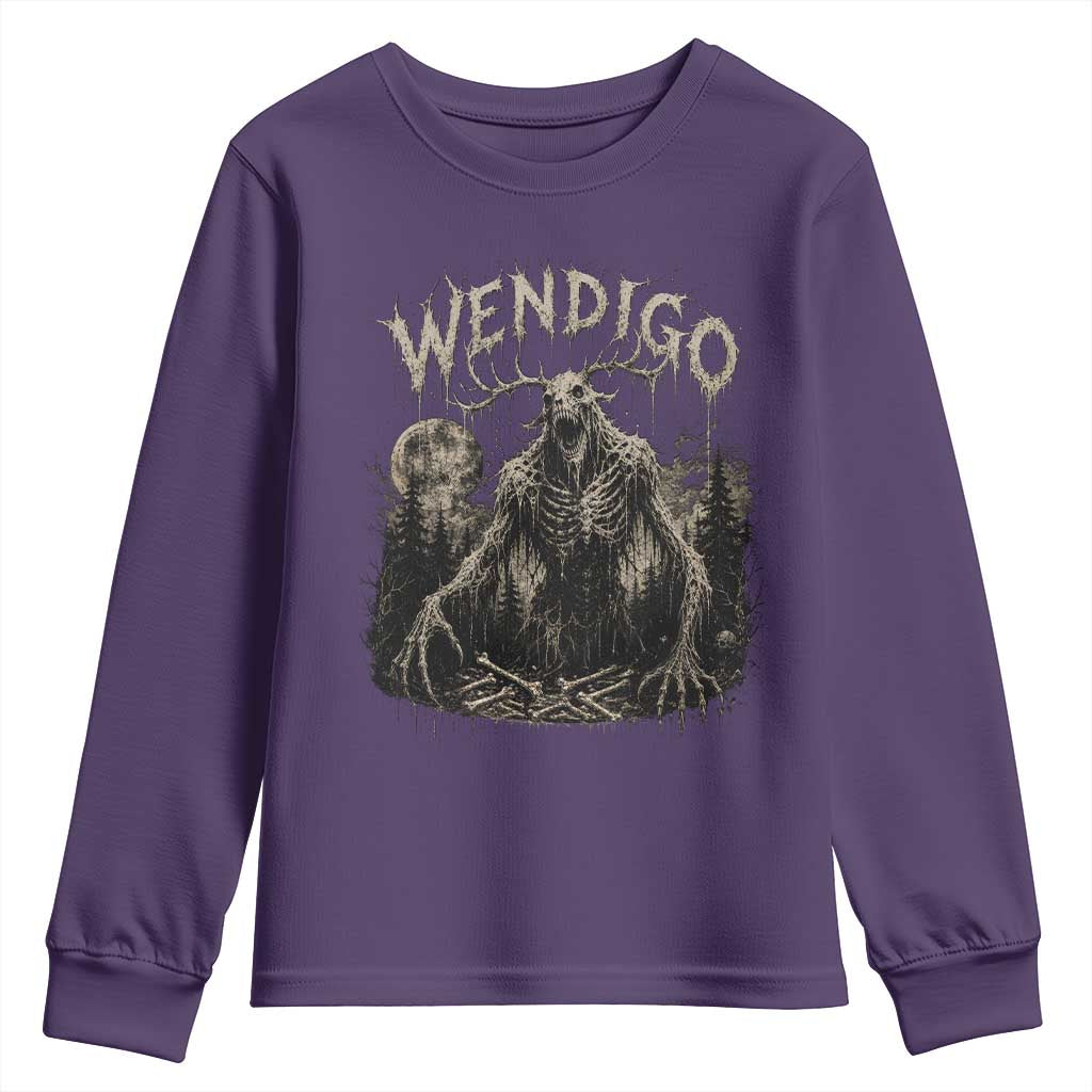 Wendigo Cryptid Monster Youth Sweatshirt Heavy Metal Dark Fantasy Horror Graphic TS10 Purple Print Your Wear