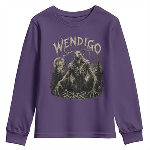 Wendigo Cryptid Monster Youth Sweatshirt Heavy Metal Dark Fantasy Horror Graphic TS10 Purple Print Your Wear