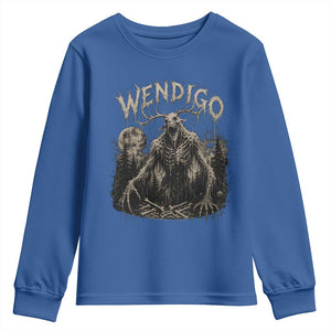 Wendigo Cryptid Monster Youth Sweatshirt Heavy Metal Dark Fantasy Horror Graphic TS10 Royal Blue Print Your Wear