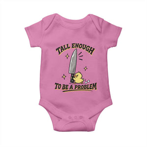Tall Enough To Be A Problem Funny Duck Baby Onesie With Giant Knife Meme Humor