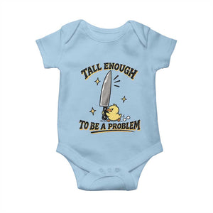 Tall Enough To Be A Problem Funny Duck Baby Onesie With Giant Knife Meme Humor