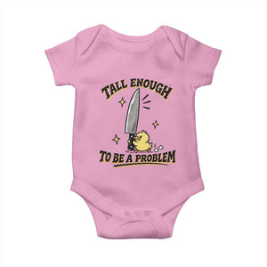 Tall Enough To Be A Problem Funny Duck Baby Onesie With Giant Knife Meme Humor