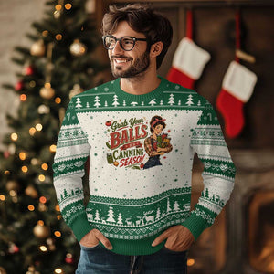 Grab Your Balls Its Canning Season Funny Food Preservation Ugly Christmas Sweater Vintage Retro Country Girl Graphic