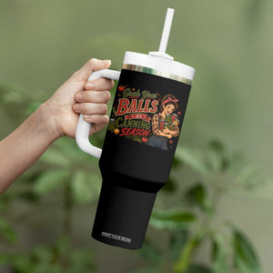 Grab Your Balls Its Canning Season Funny Food Preservation Tumbler With Handle Vintage Retro Country Girl Graphic