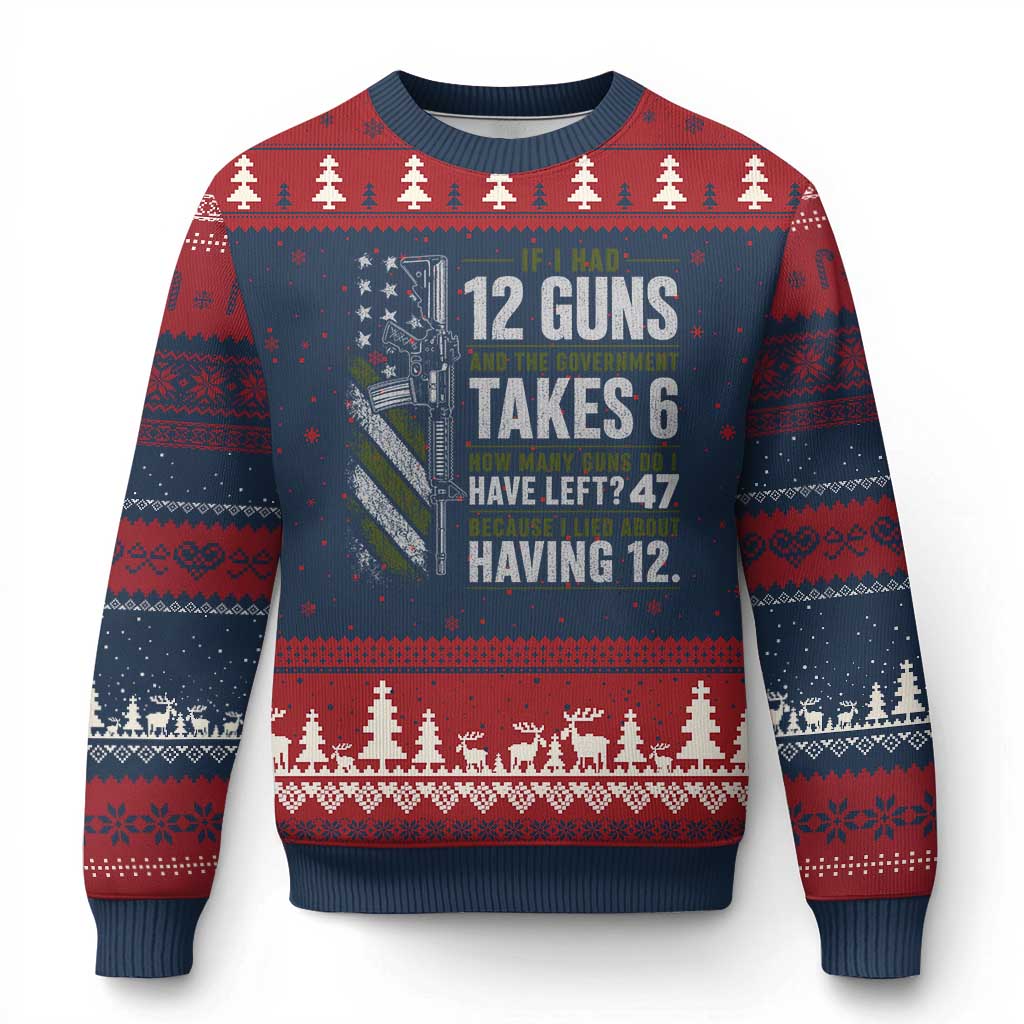 If I Had 12 Guns and The Government Math Second Amendment Ugly Christmas Sweater TS10 Navy Red Print Your Wear