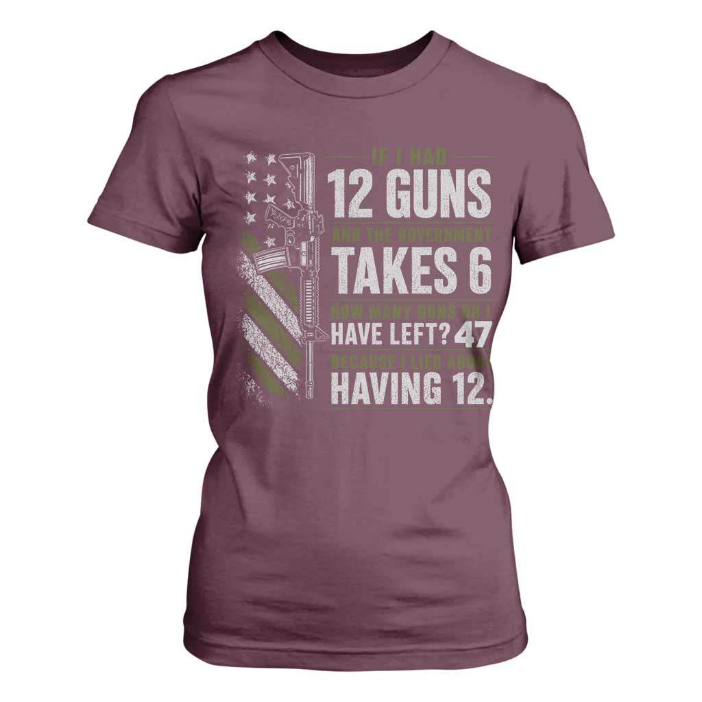 If I Had 12 Guns and The Government Math Second Amendment T Shirt For Women