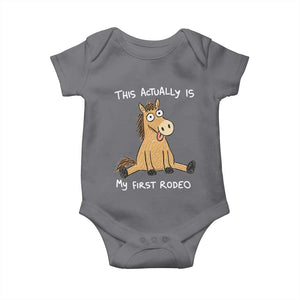 This Actually Is My First Rodeo Funny Silly Horse Baby Onesie 1st Birthday Meme