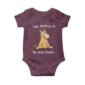 This Actually Is My First Rodeo Funny Silly Horse Baby Onesie 1st Birthday Meme