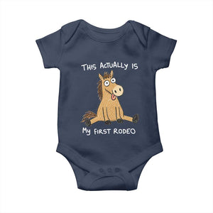 This Actually Is My First Rodeo Funny Silly Horse Baby Onesie 1st Birthday Meme