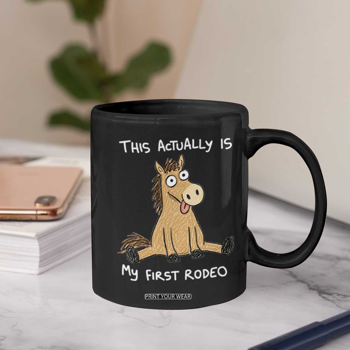 This Actually Is My First Rodeo Funny Silly Horse Coffee Mug 1st Birthday Meme