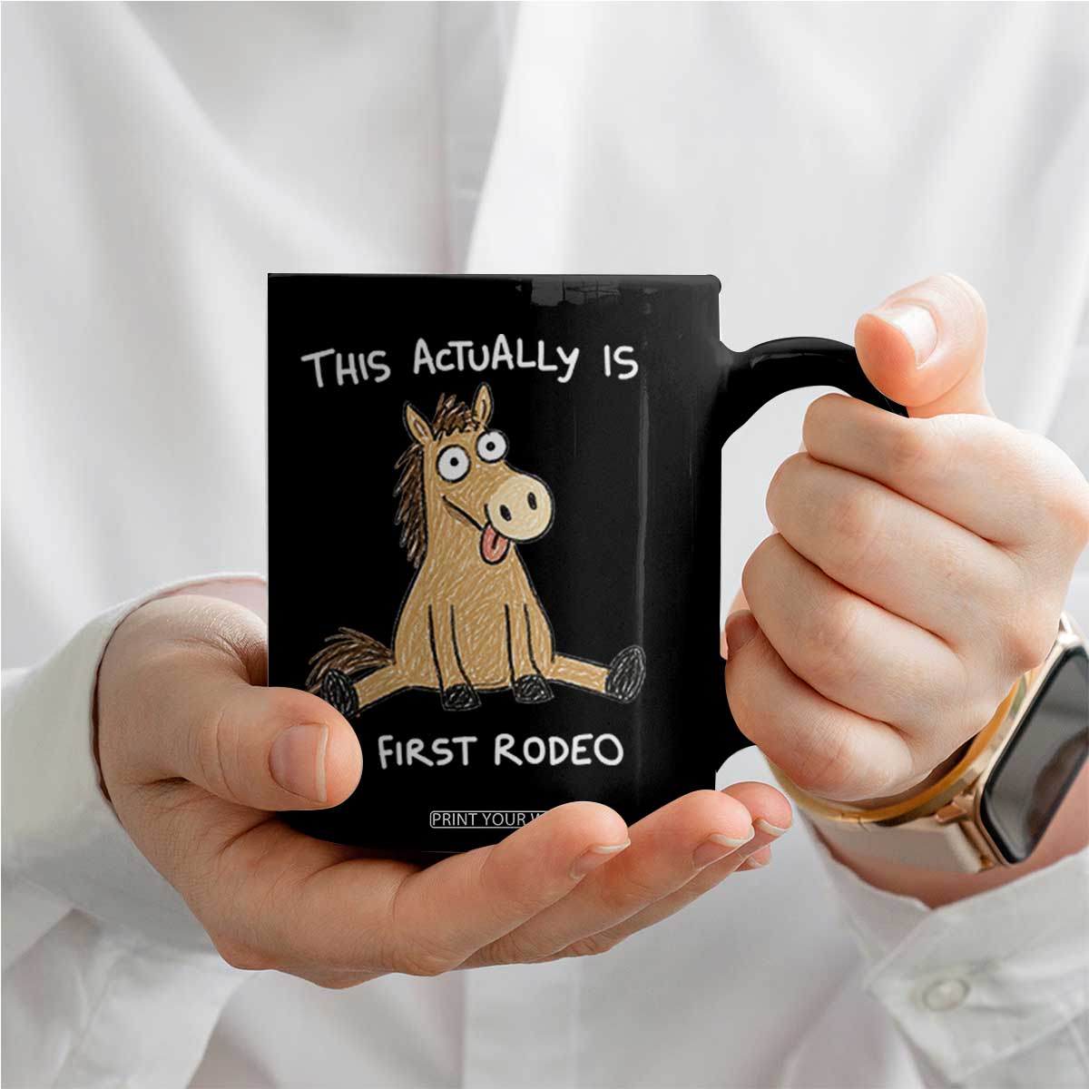 This Actually Is My First Rodeo Funny Silly Horse Coffee Mug 1st Birthday Meme
