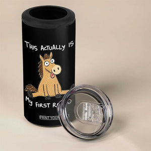 This Actually Is My First Rodeo Funny Silly Horse 4 in 1 Can Cooler Tumbler 1st Birthday Meme