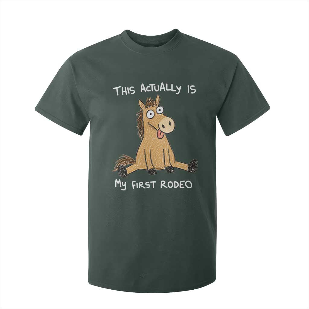 This Actually Is My First Rodeo Funny Silly Horse T Shirt For Kid 1st Birthday Meme