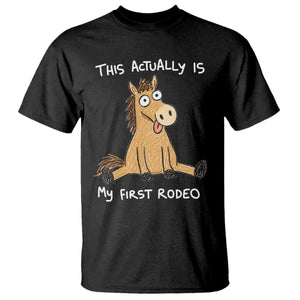 This Actually Is My First Rodeo Funny Silly Horse T Shirt 1st Birthday Meme