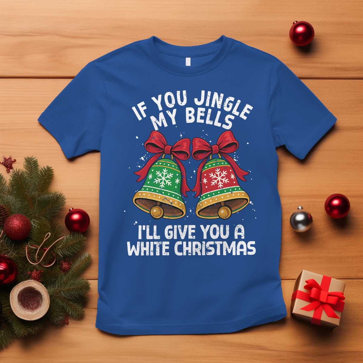 Jingle Bell Christmas T Shirt Funny Naughty White Elephant Gag Gift Exchange TS10 Royal Blue Print Your Wear