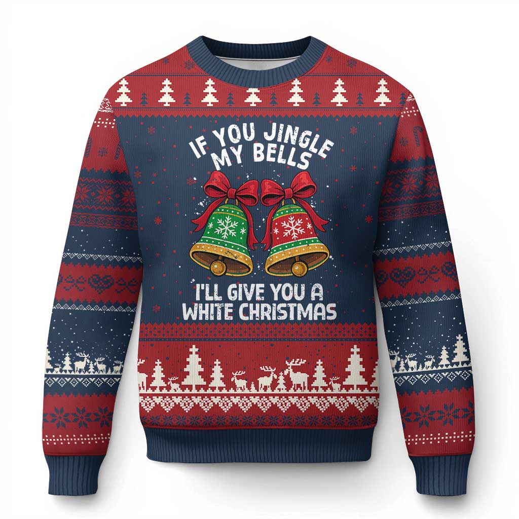 Jingle Bell Xmas Ugly Christmas Sweater Funny Naughty White Elephant Gag Gift Exchange TS10 Navy Red Print Your Wear