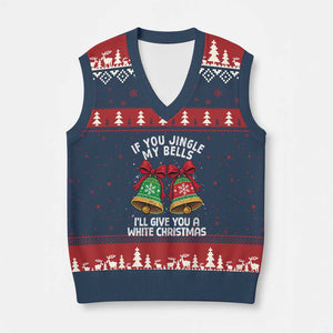 Jingle Bell Xmas V-Neck Knit Sweater Vest Funny Naughty White Elephant Gag Gift Exchange TS10 Navy Red Print Your Wear