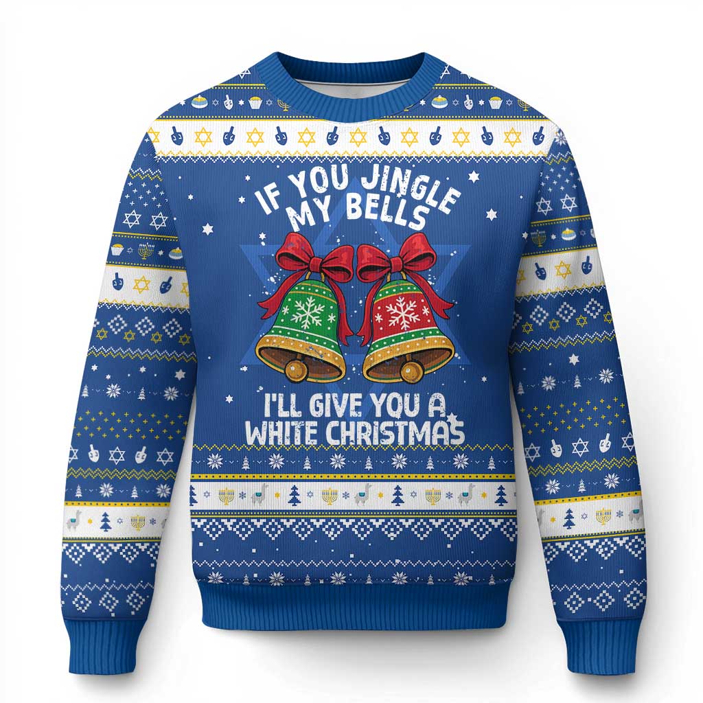 Jingle Bell Christmas Hanukkah Ugly Sweater Funny Naughty White Elephant Gag Gift Exchange TS10 Blue White Print Your Wear