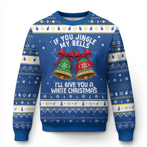 Jingle Bell Christmas Hanukkah Ugly Sweater Funny Naughty White Elephant Gag Gift Exchange TS10 Blue White Print Your Wear