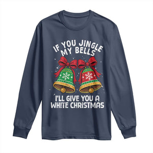 Jingle Bell Christmas Long Sleeve Shirt Funny Naughty White Elephant Gag Gift Exchange TS10 Navy Print Your Wear
