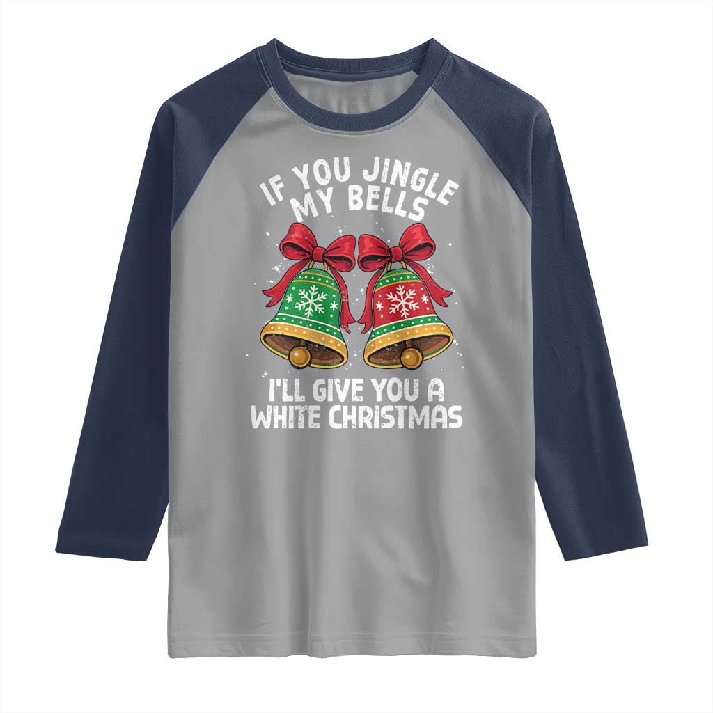 Jingle Bell Christmas Raglan Shirt Funny Naughty White Elephant Gag Gift Exchange TS10 Sport Gray Navy Print Your Wear