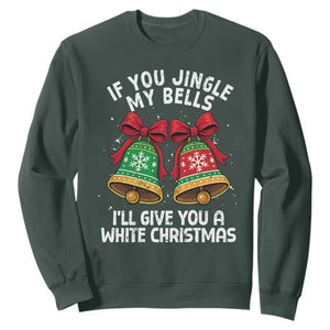 Jingle Bell Christmas Sweatshirt Funny Naughty White Elephant Gag Gift Exchange TS10 Dark Forest Green Print Your Wear