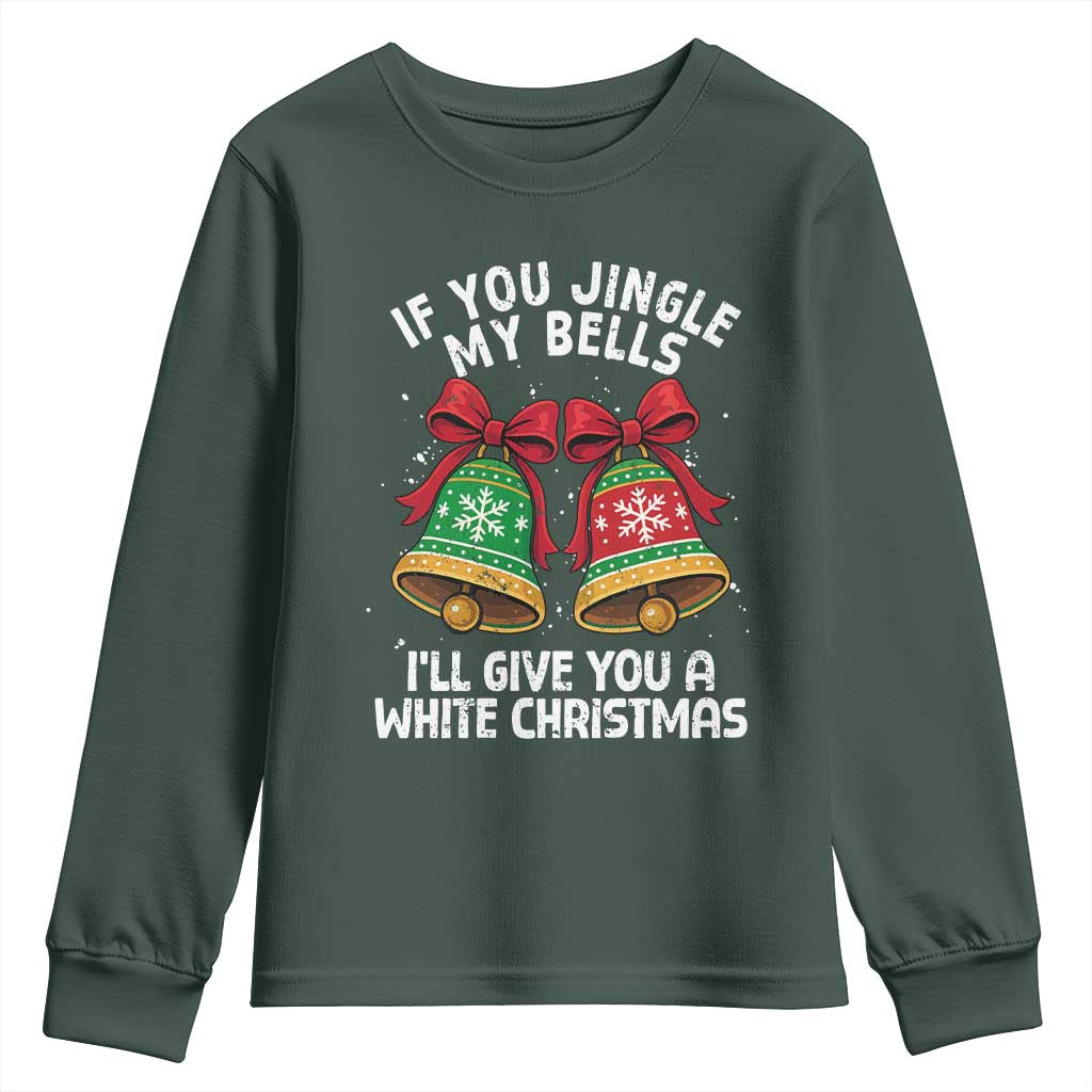 Jingle Bell Christmas Youth Sweatshirt Funny Naughty White Elephant Gag Gift Exchange TS10 Dark Forest Green Print Your Wear