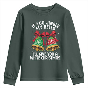 Jingle Bell Christmas Youth Sweatshirt Funny Naughty White Elephant Gag Gift Exchange TS10 Dark Forest Green Print Your Wear