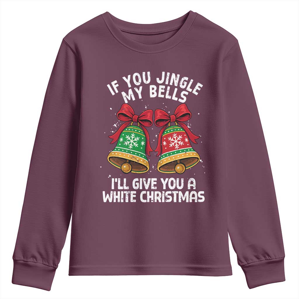 Jingle Bell Christmas Youth Sweatshirt Funny Naughty White Elephant Gag Gift Exchange TS10 Maroon Print Your Wear
