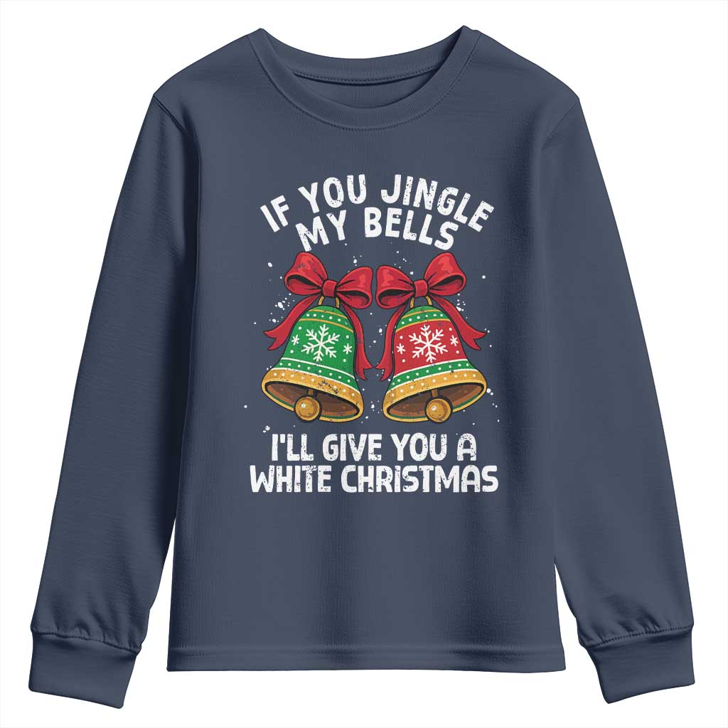 Jingle Bell Christmas Youth Sweatshirt Funny Naughty White Elephant Gag Gift Exchange TS10 Navy Print Your Wear