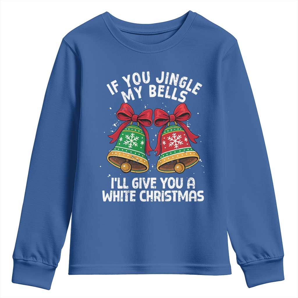 Jingle Bell Christmas Youth Sweatshirt Funny Naughty White Elephant Gag Gift Exchange TS10 Royal Blue Print Your Wear