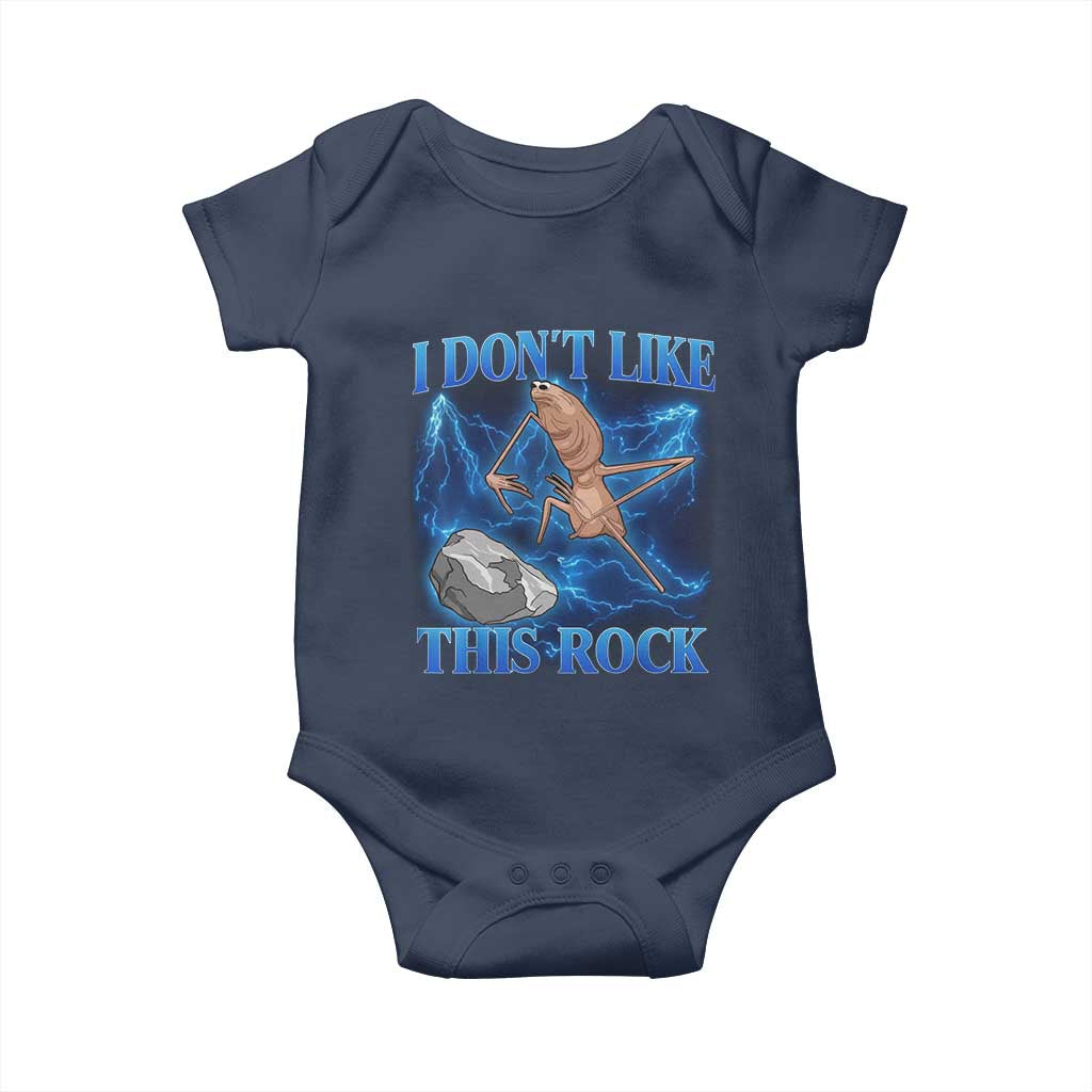 Marcus The Worm Meme Baby Onesie I Don't Like This Rock Bootleg TS10 Navy Print Your Wear
