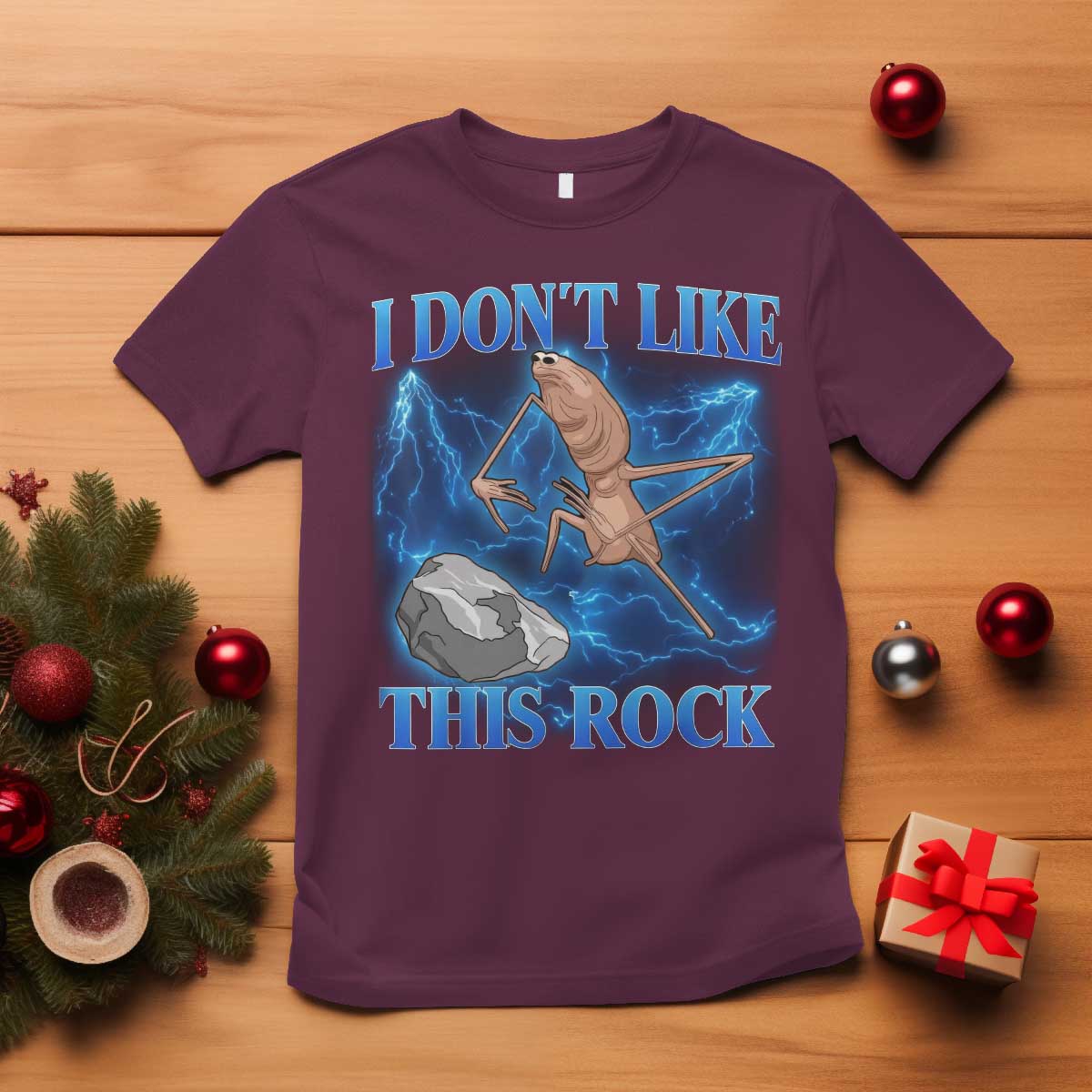 Marcus The Worm Meme T Shirt I Don't Like This Rock Bootleg TS10 Maroon Print Your Wear