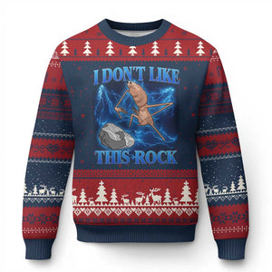 Marcus The Worm Meme Ugly Christmas Sweater I Don't Like This Rock Bootleg TS10 Navy Red Print Your Wear