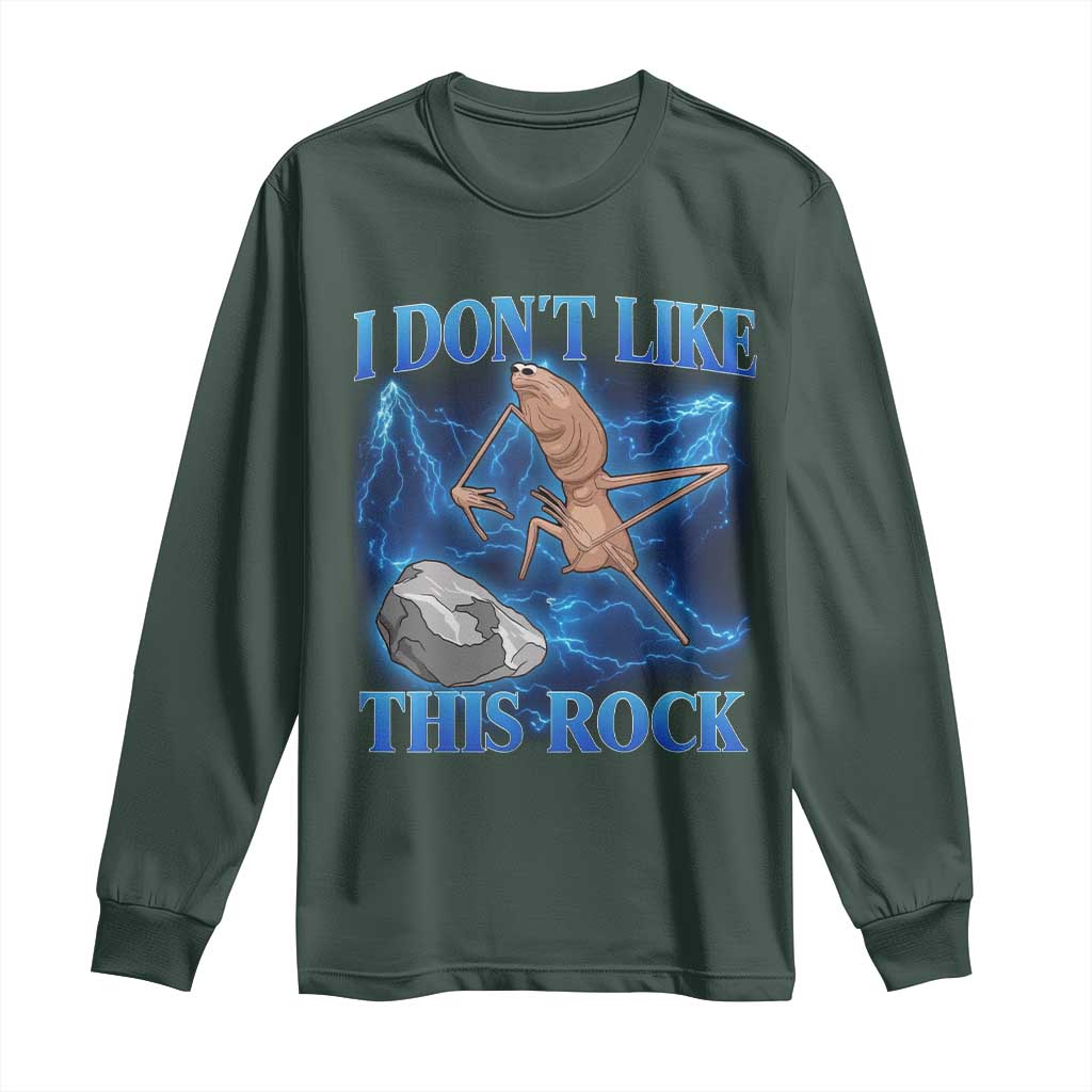 Marcus The Worm Meme Long Sleeve Shirt I Don't Like This Rock Bootleg TS10 Dark Forest Green Print Your Wear