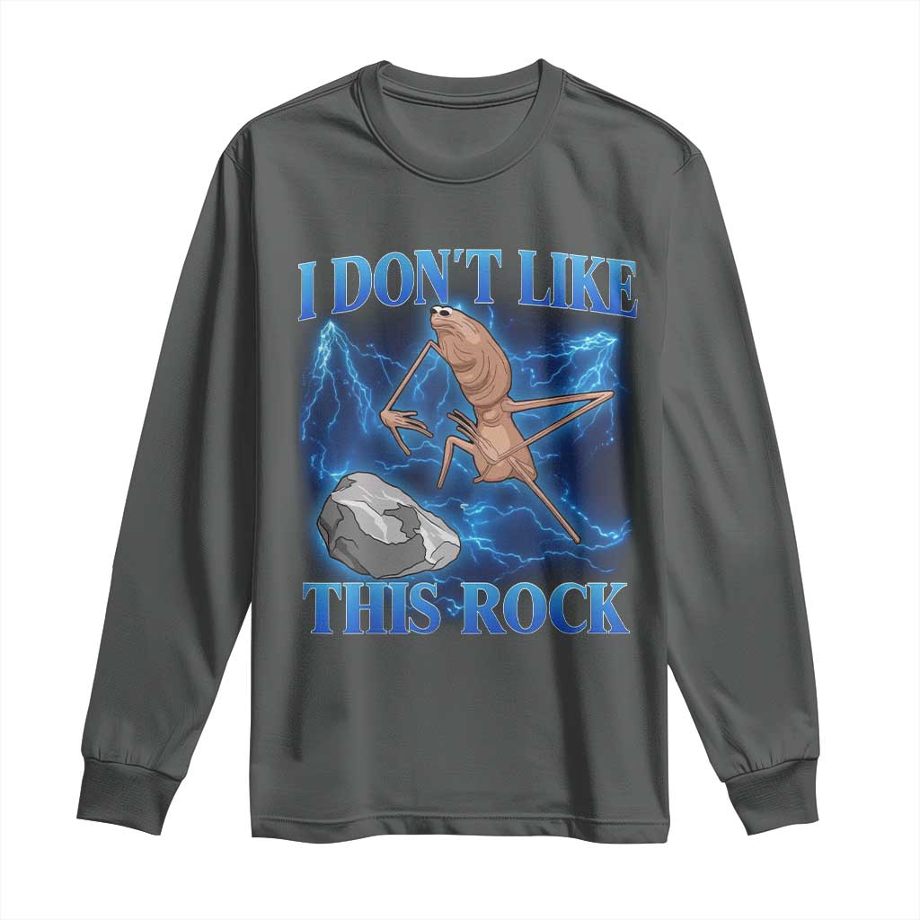 Marcus The Worm Meme Long Sleeve Shirt I Don't Like This Rock Bootleg TS10 Dark Heather Print Your Wear