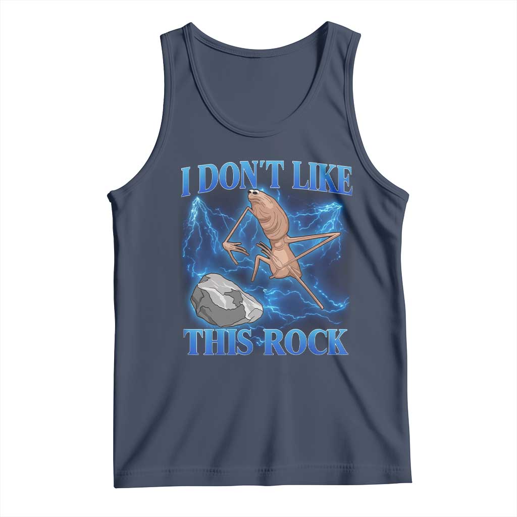 Marcus The Worm Meme Tank Top I Don't Like This Rock Bootleg TS10 Navy Print Your Wear