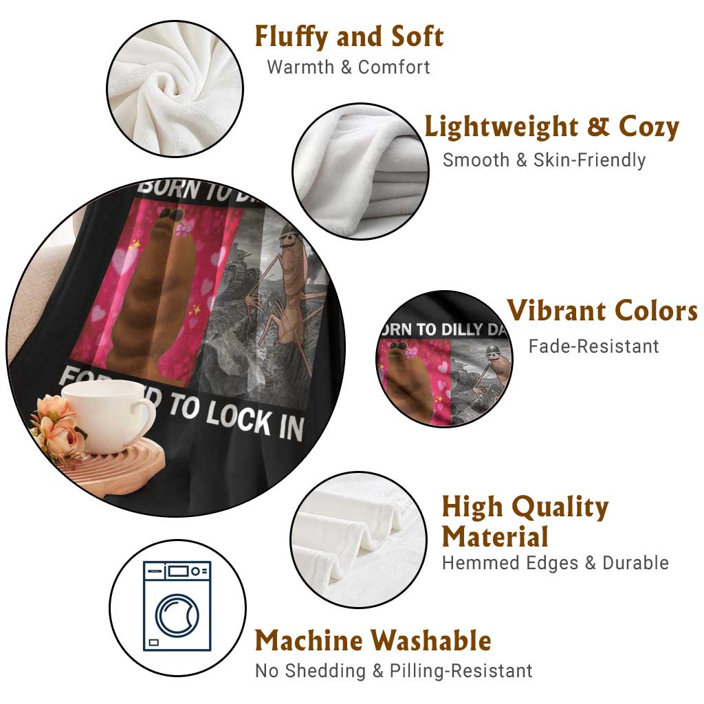 Marcus The Worm Meme Throw Blanket Born To Dilly Dally Forced To Lock In Funny Cute Brainrot TS10 Print Your Wear