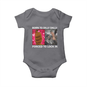 Marcus The Worm Meme Baby Onesie Born To Dilly Dally Forced To Lock In Funny Cute Brainrot TS10 Charcoal Print Your Wear